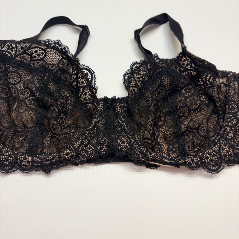 Torrid Unlined Full Coverage Bra Womens 40C Black Lace Beige Mesh Underwire NEW - Picture 3 of 9